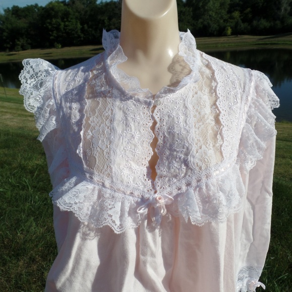 Christian Dior Vintage Flannel and Lace Nightgown - Picture 2 of 5